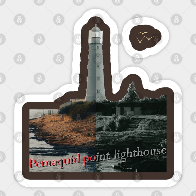 Pemaquid point lighthouse Sticker by TeeText